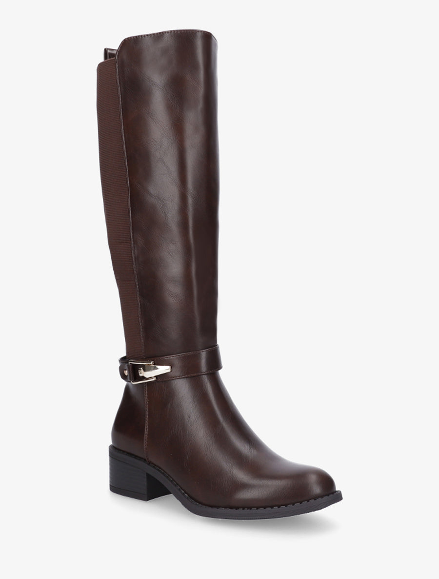 Bottes élastiquées à empiècement métallique - Marron - 2