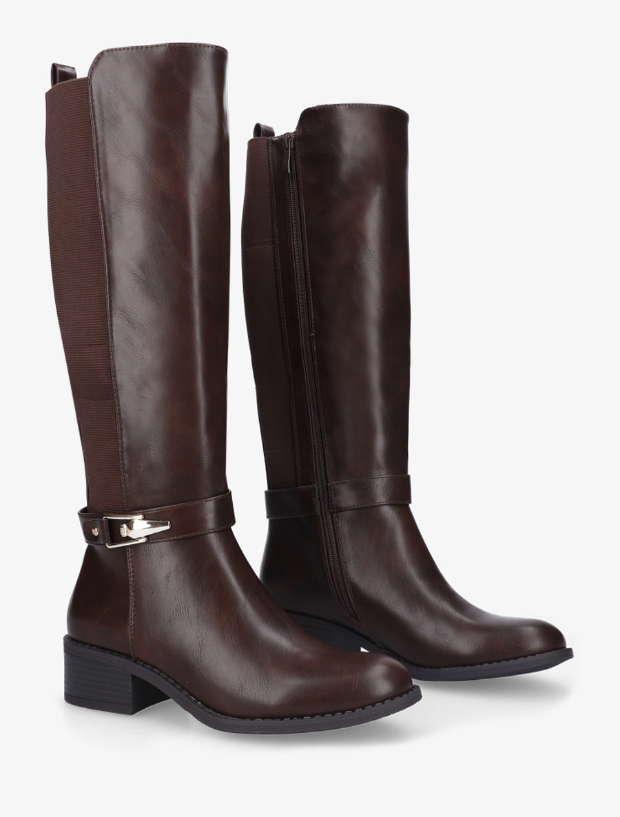 Bottes élastiquées à empiècement métallique - Marron - 4