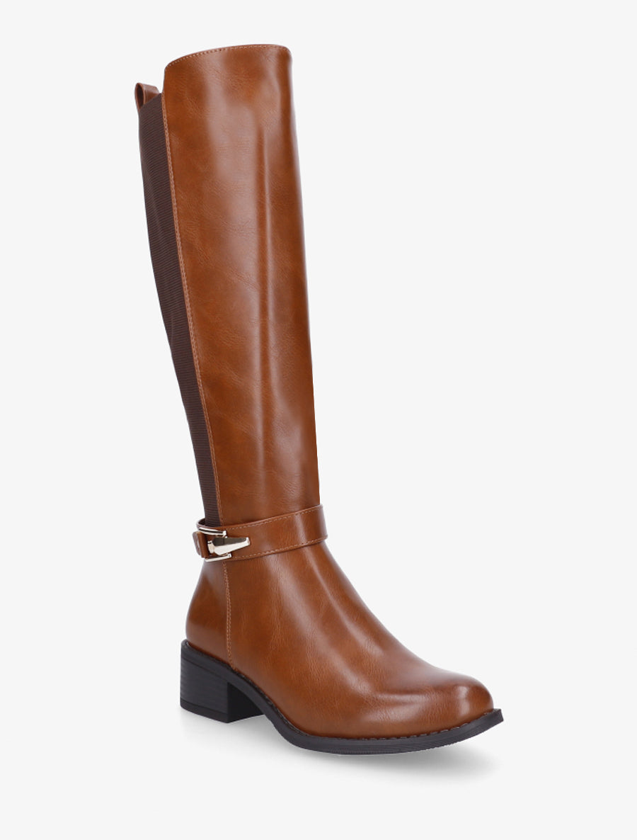 Bottes élastiquées à empiècement métallique - Camel - 2