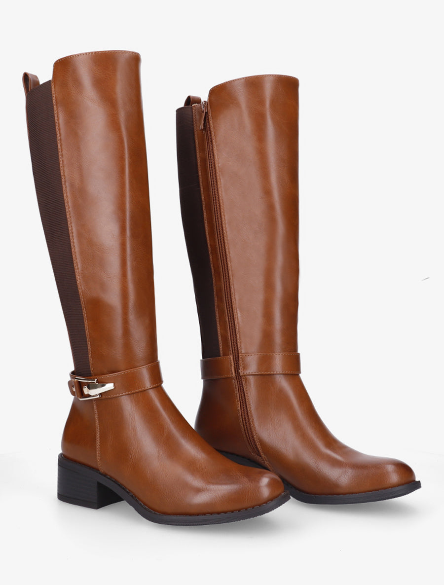 Bottes élastiquées à empiècement métallique - Camel - 4