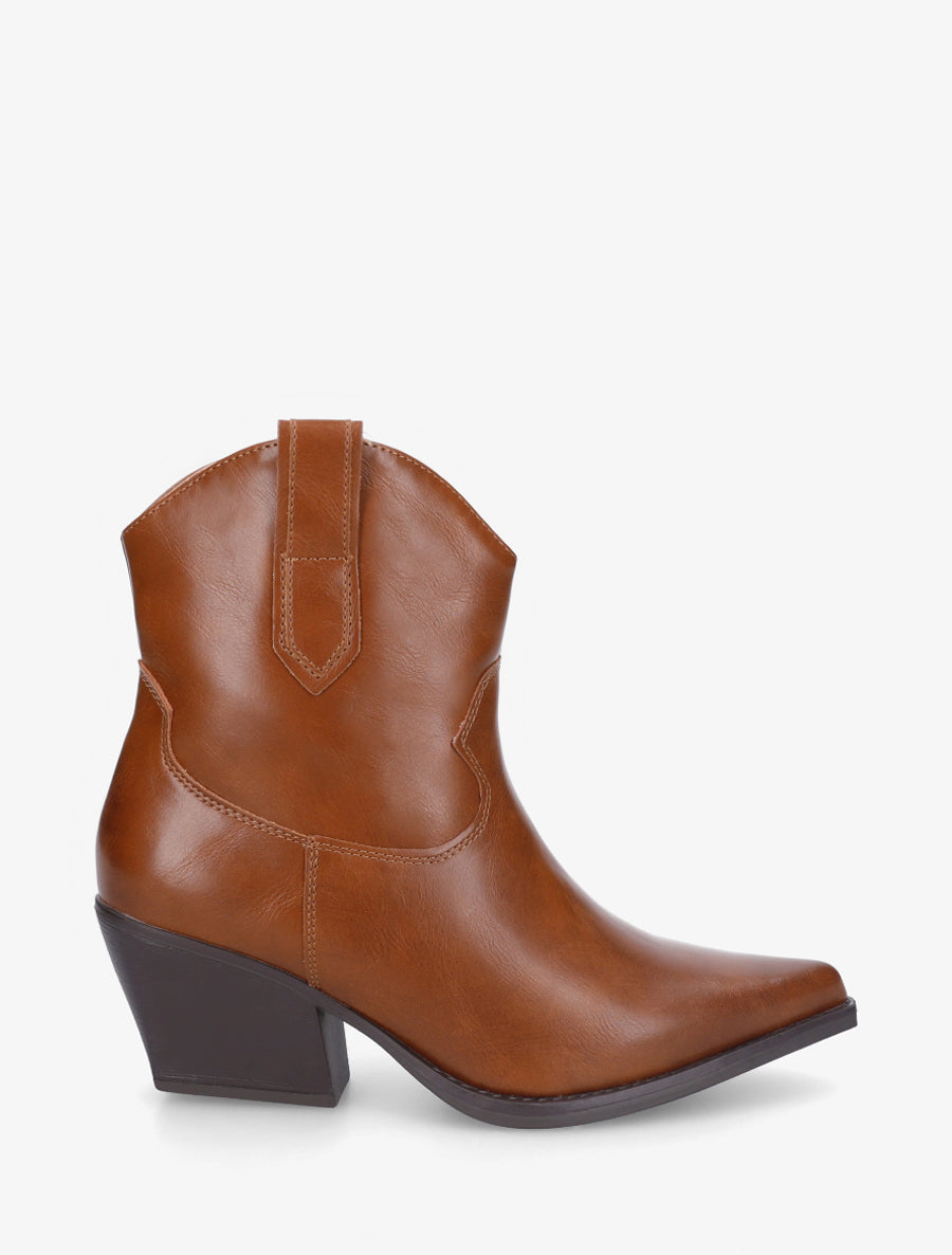 Bottines style santiag en simili - Camel - 1