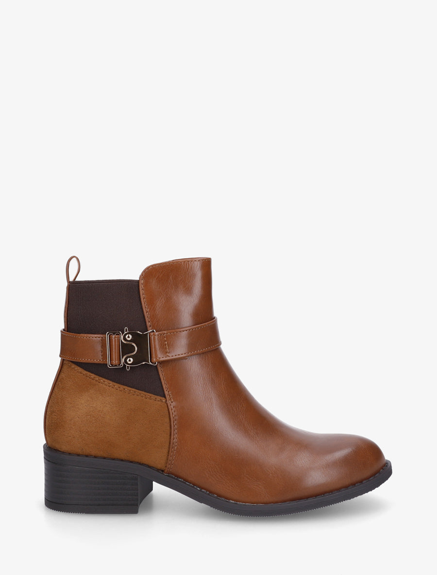 Bottines à empiècement métal - Camel - 1