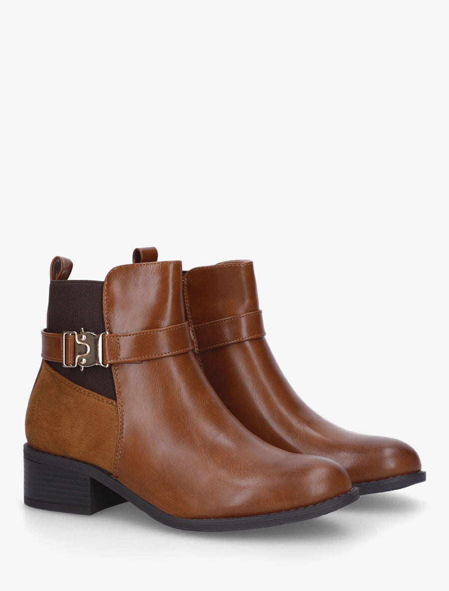 Bottines à empiècement métal - Camel - 4