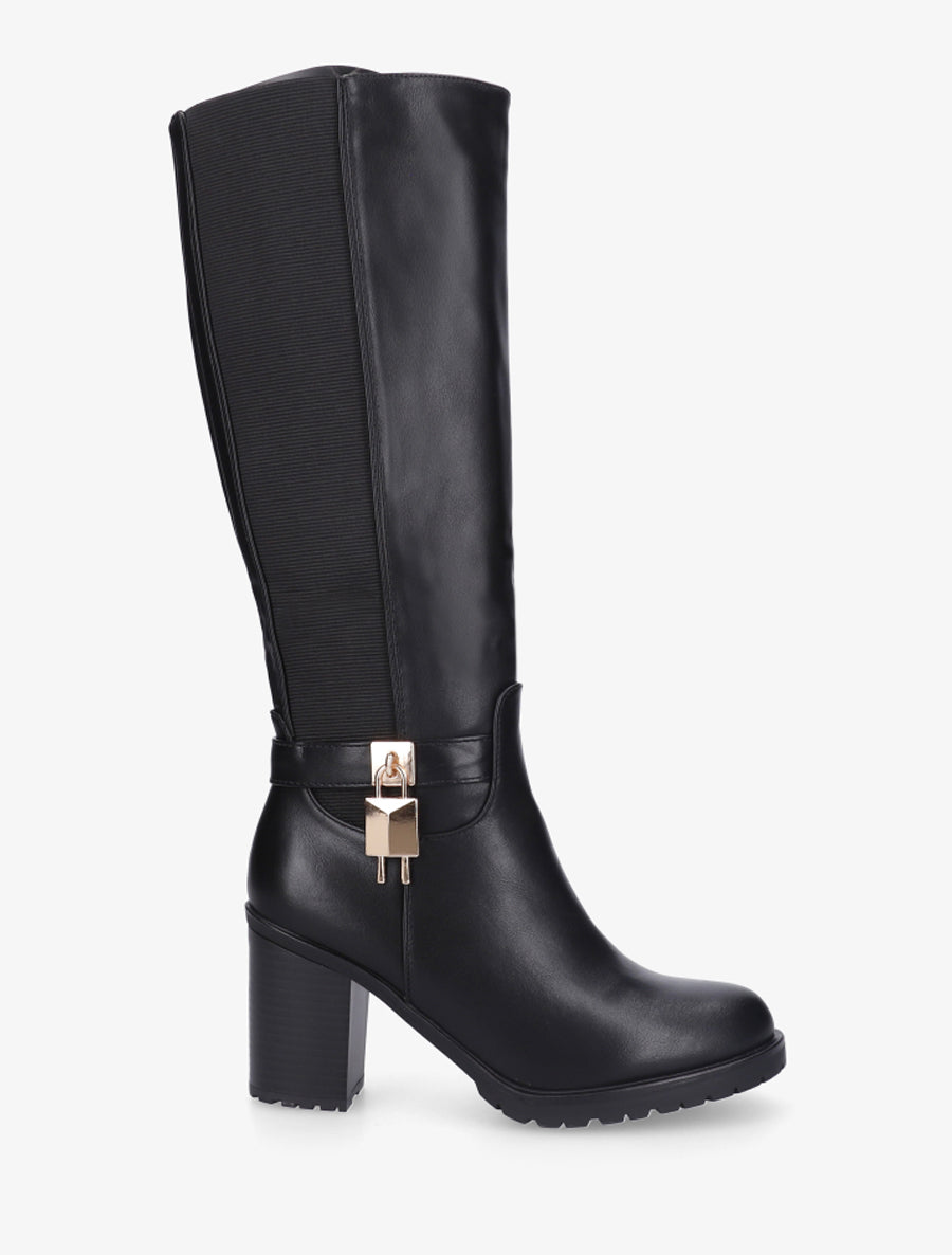 Bottes élastiquées à cadenas décoratif - Noir - 1