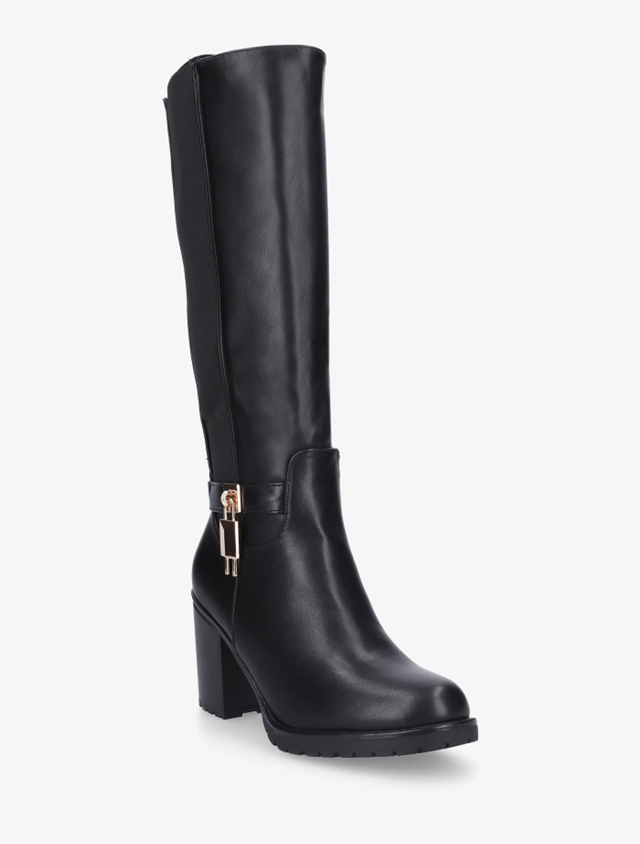 Bottes élastiquées à cadenas décoratif - Noir - 2