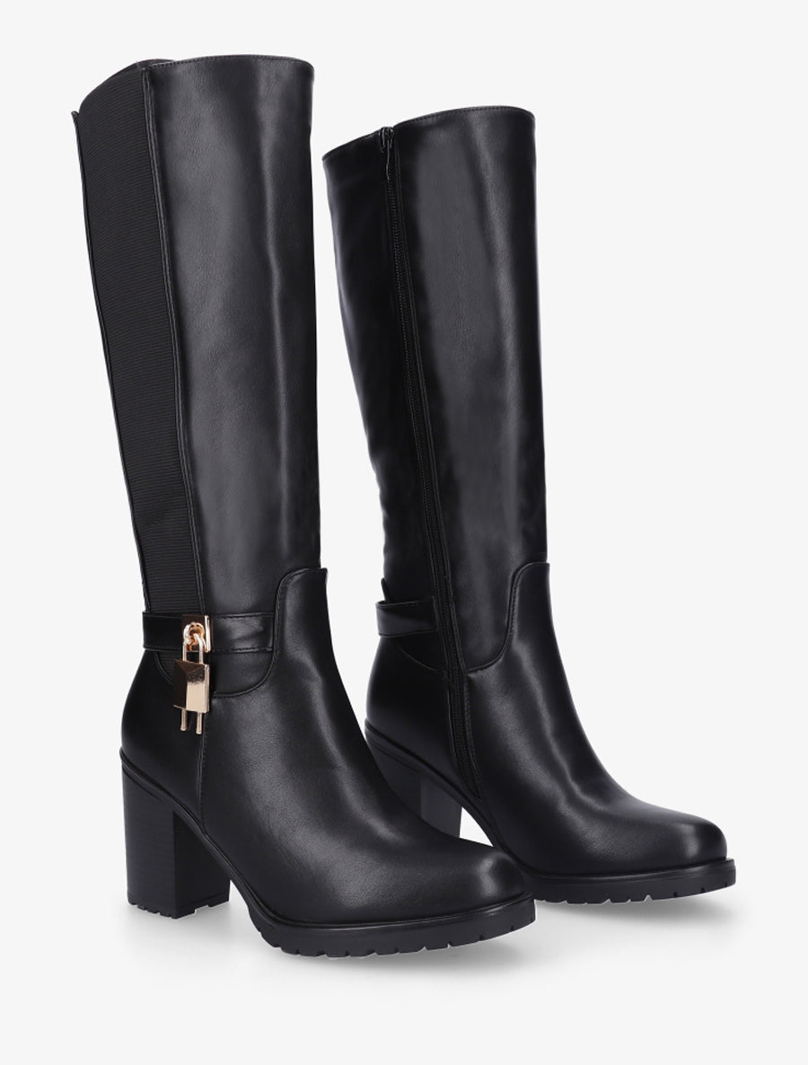 Bottes élastiquées à cadenas décoratif - Noir - 4