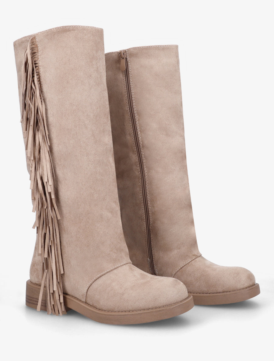 Bottes à franges en suédine - Taupe - 4