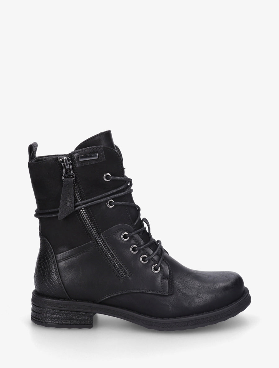 Bottines bi-matière à contrefort imprimé croco - Noir - 1