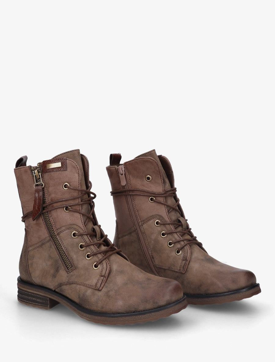 Bottines bi-matière à contrefort imprimé croco - Taupe - 4