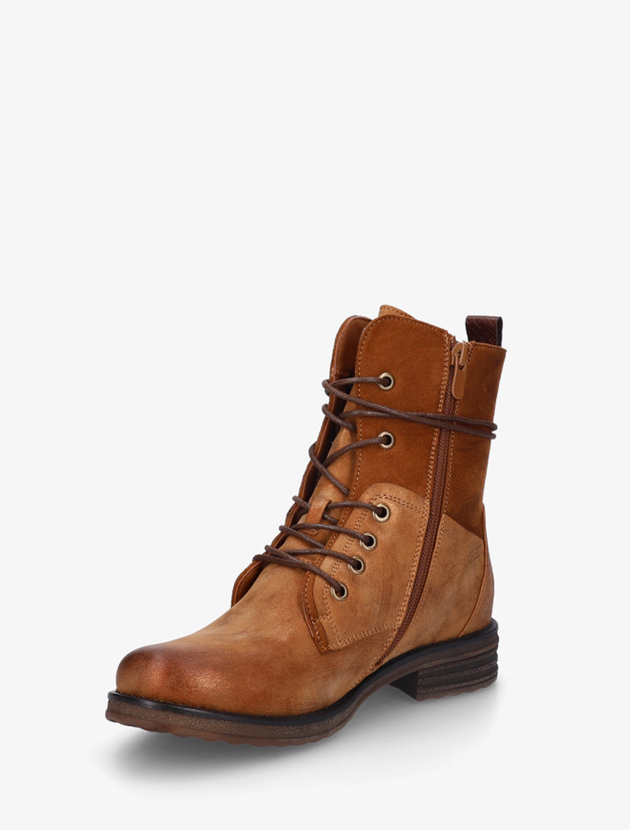 Bottines bi-matière à contrefort imprimé croco - Camel - 3