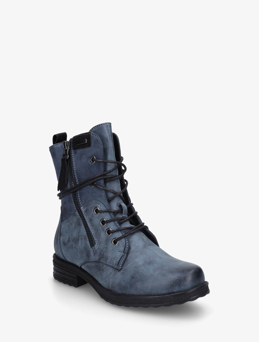Bottines bi-matière à contrefort imprimé croco - Bleu - 2