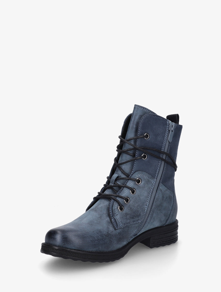 Bottines bi-matière à contrefort imprimé croco - Bleu - 3