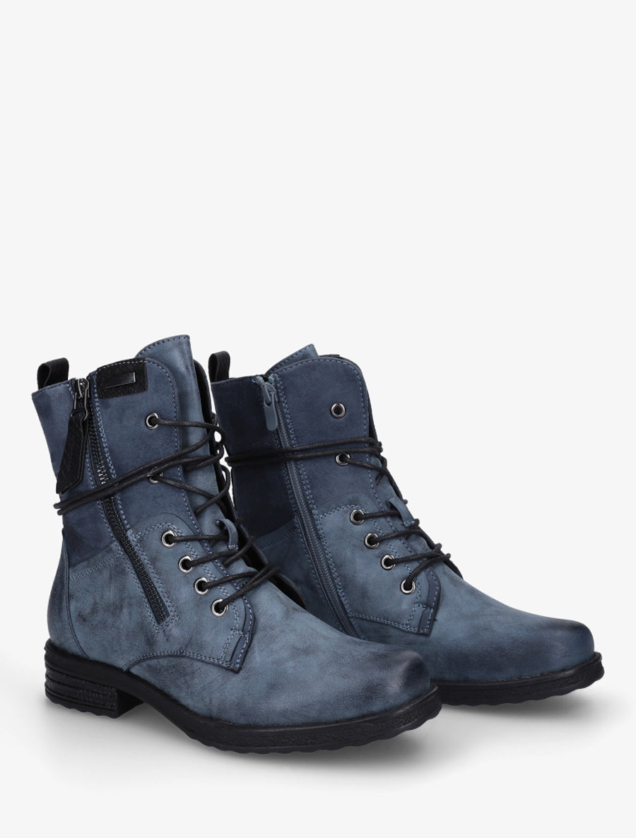 Bottines bi-matière à contrefort imprimé croco - Bleu - 4
