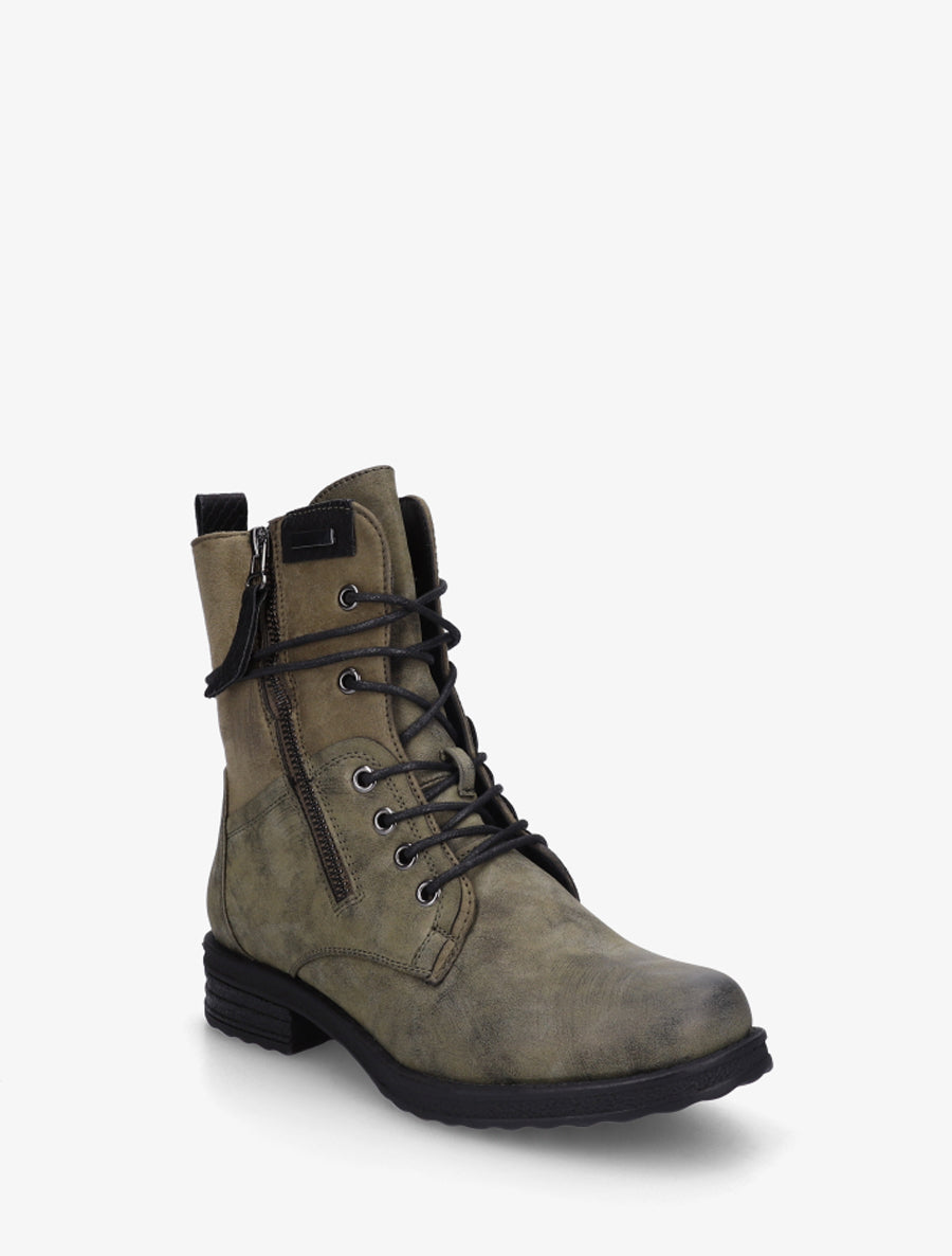 Bottines bi-matière à contrefort imprimé croco - Kaki - 2
