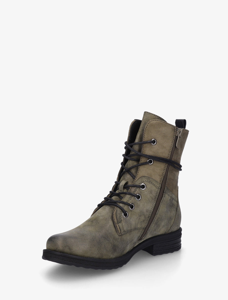 Bottines bi-matière à contrefort imprimé croco - Kaki - 3