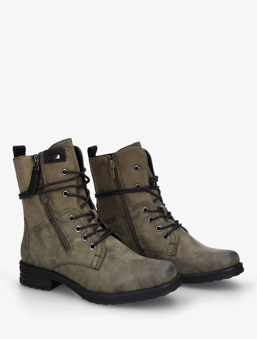 Bottines bi-matière à contrefort imprimé croco - Kaki - 4