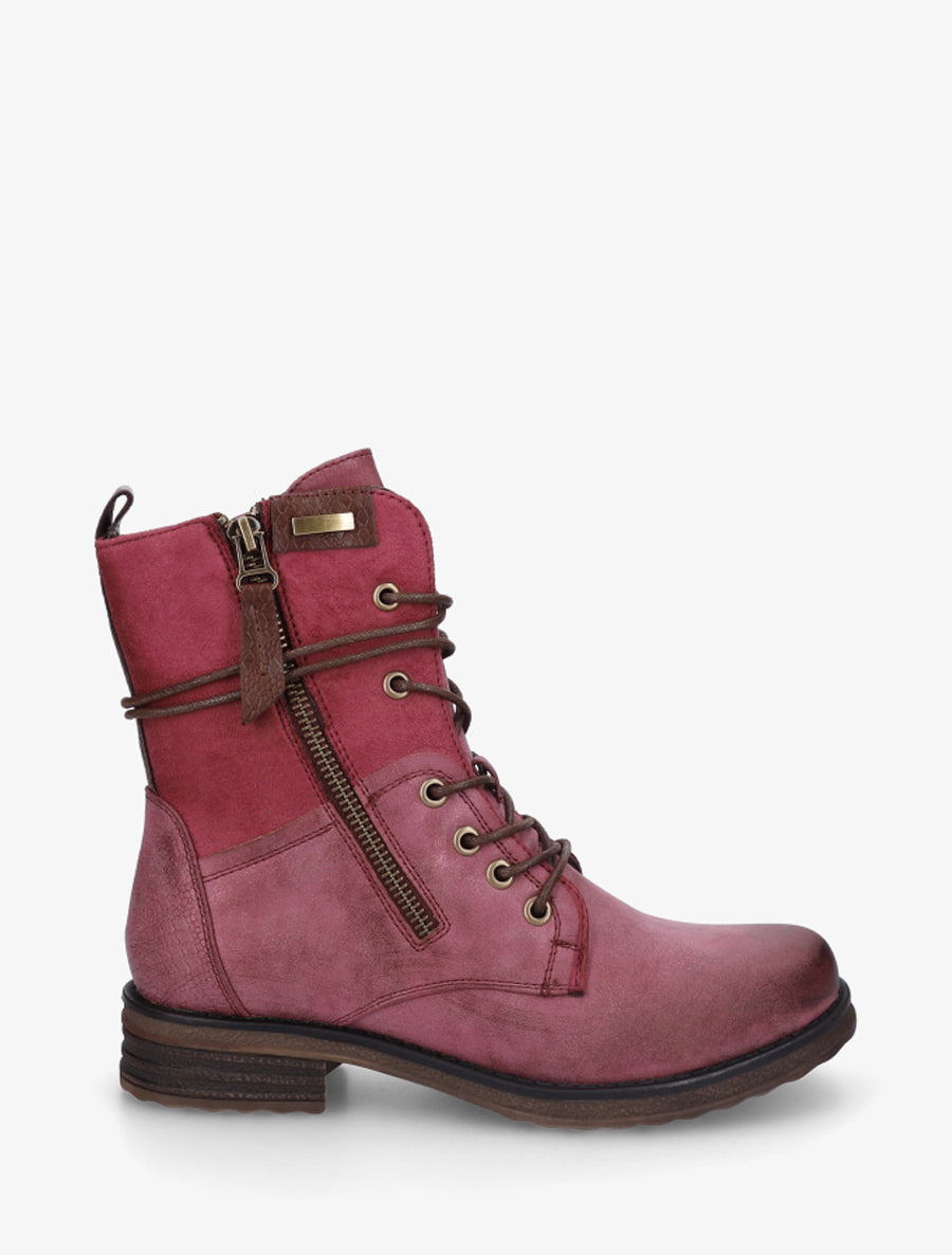 Bottines bi-matière à contrefort imprimé croco - Magenta - 1