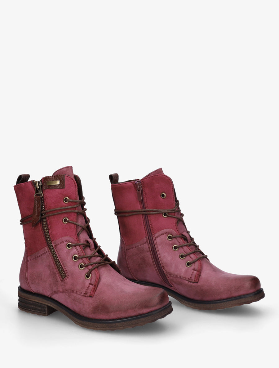 Bottines bi-matière à contrefort imprimé croco - Magenta - 4