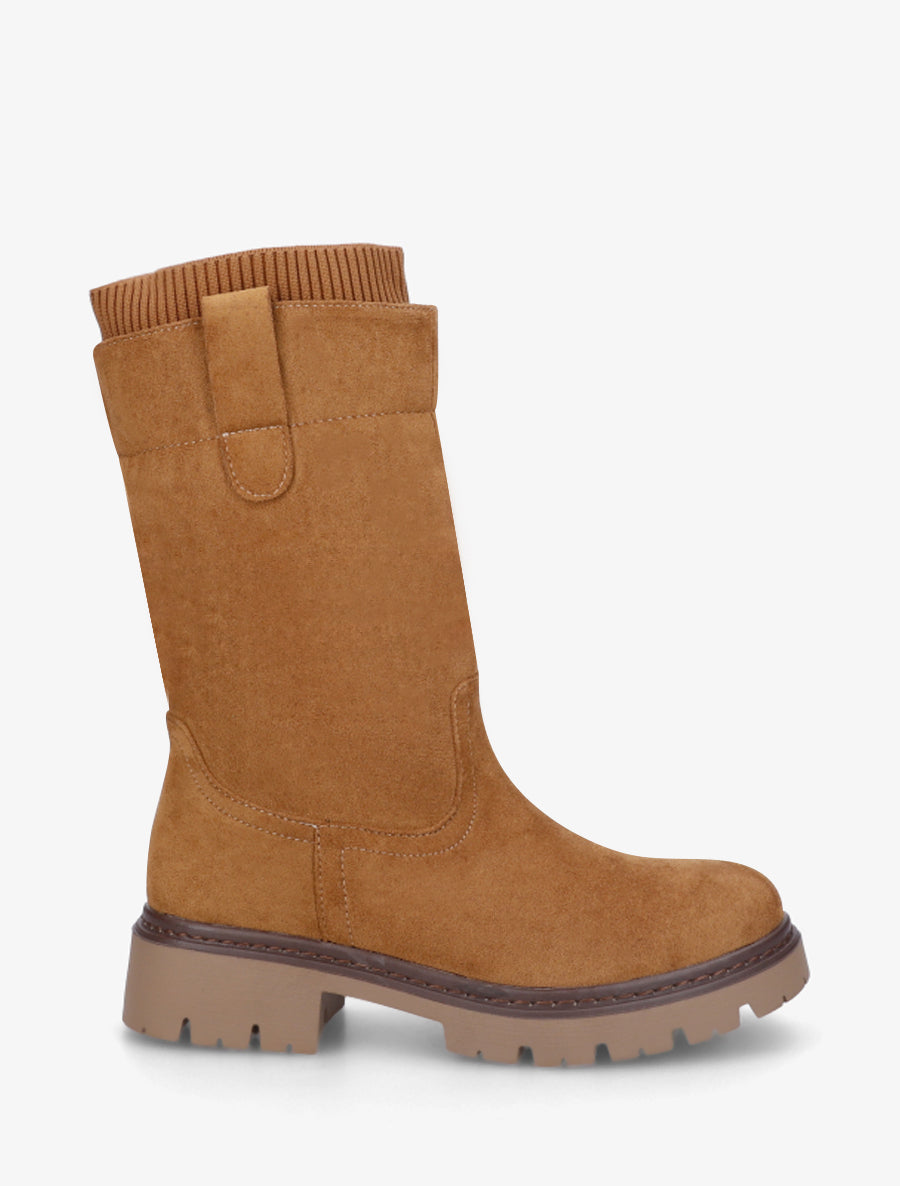 Bottines montantes bi-matière - Camel - 1