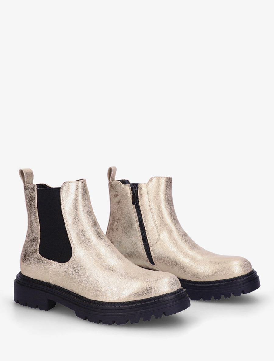 Bottines style chelsea en simili - Or - 4