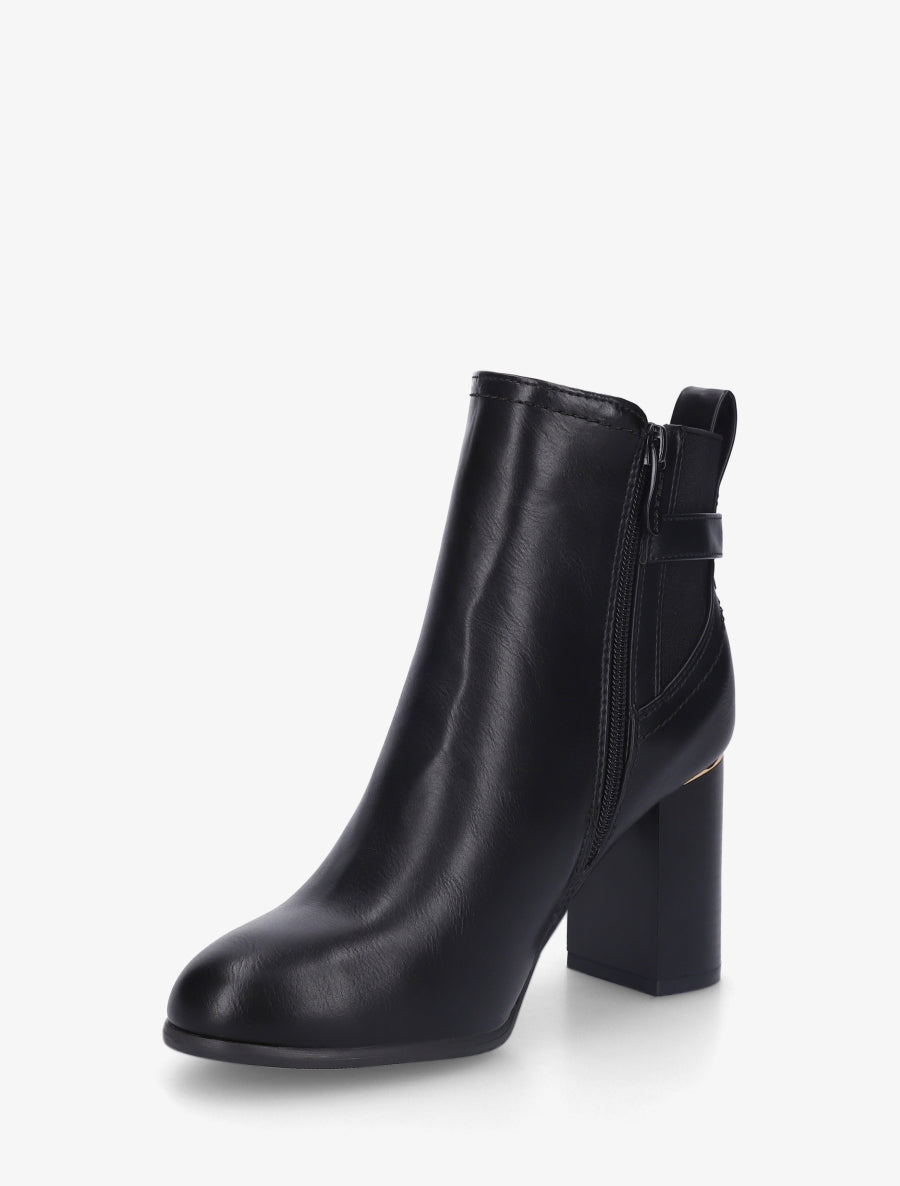 Bottines en simili à empiècement métal au talon - Noir - 3