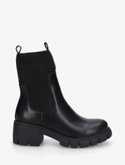 Bottines montantes bi-matière à semelle crantée - Noir - 1