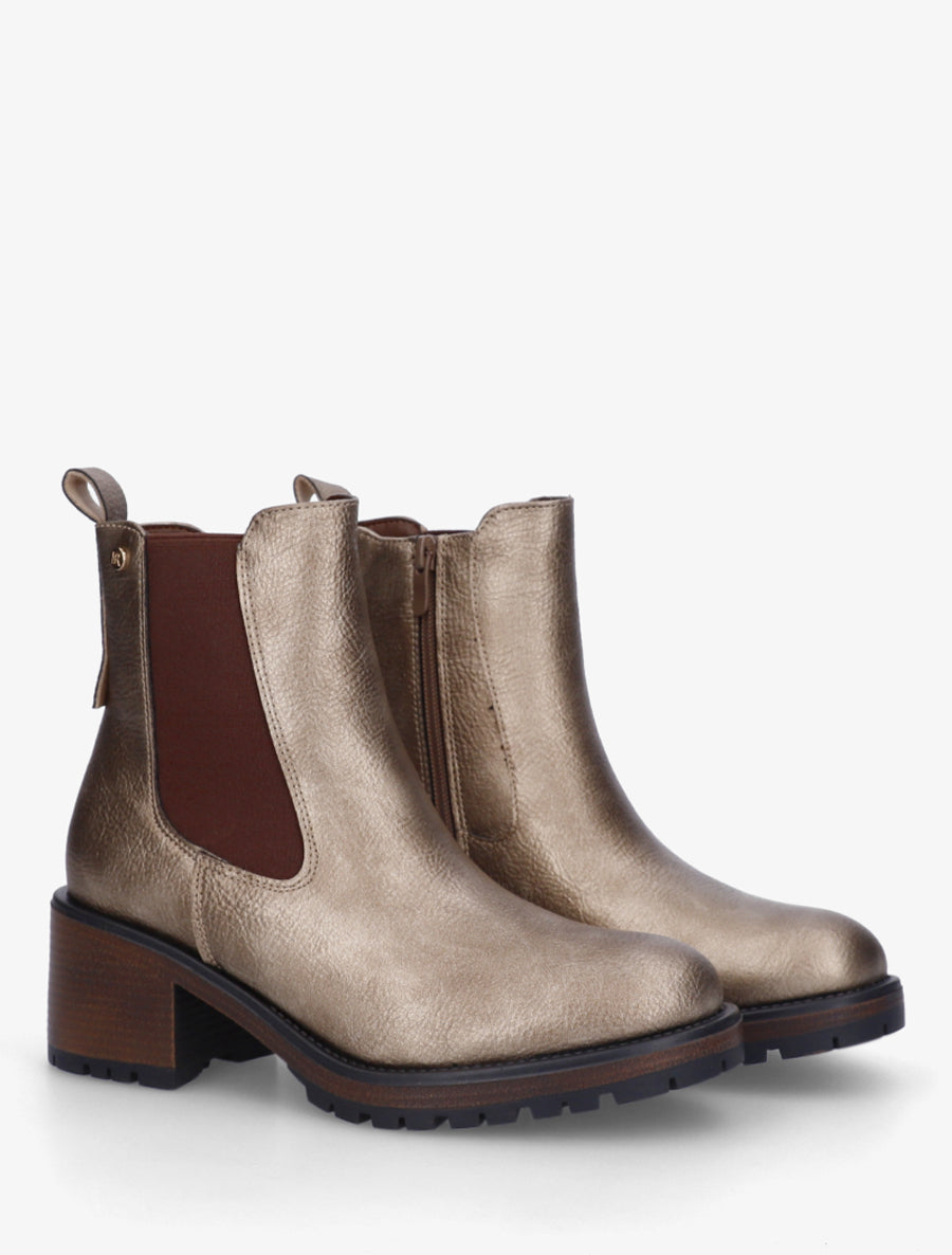 Bottines élastiquées à talon - Taupe - 4