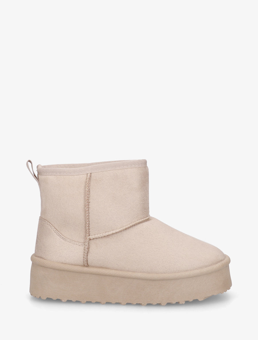 Boots fourrées en suédine - Beige - 1