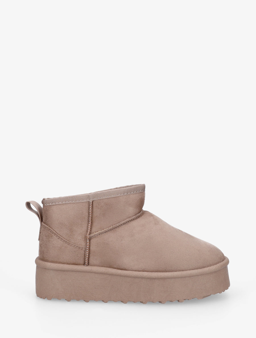 Boots en suédine à semelle plateforme - Taupe - 1