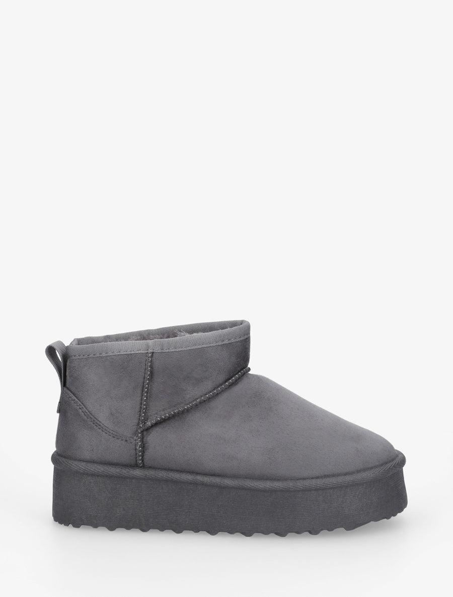 Boots en suédine à semelle plateforme - Gris foncé - 1