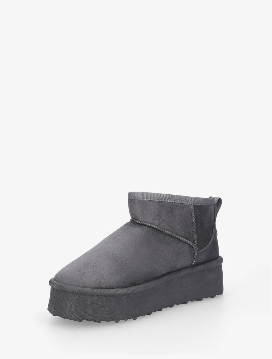 Boots en suédine à semelle plateforme - Gris foncé - 3