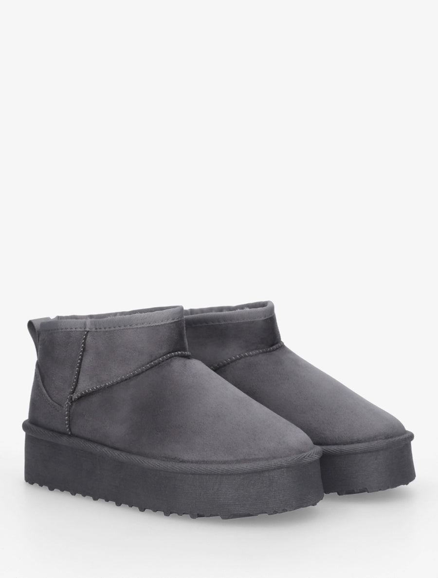 Boots en suédine à semelle plateforme - Gris foncé - 4