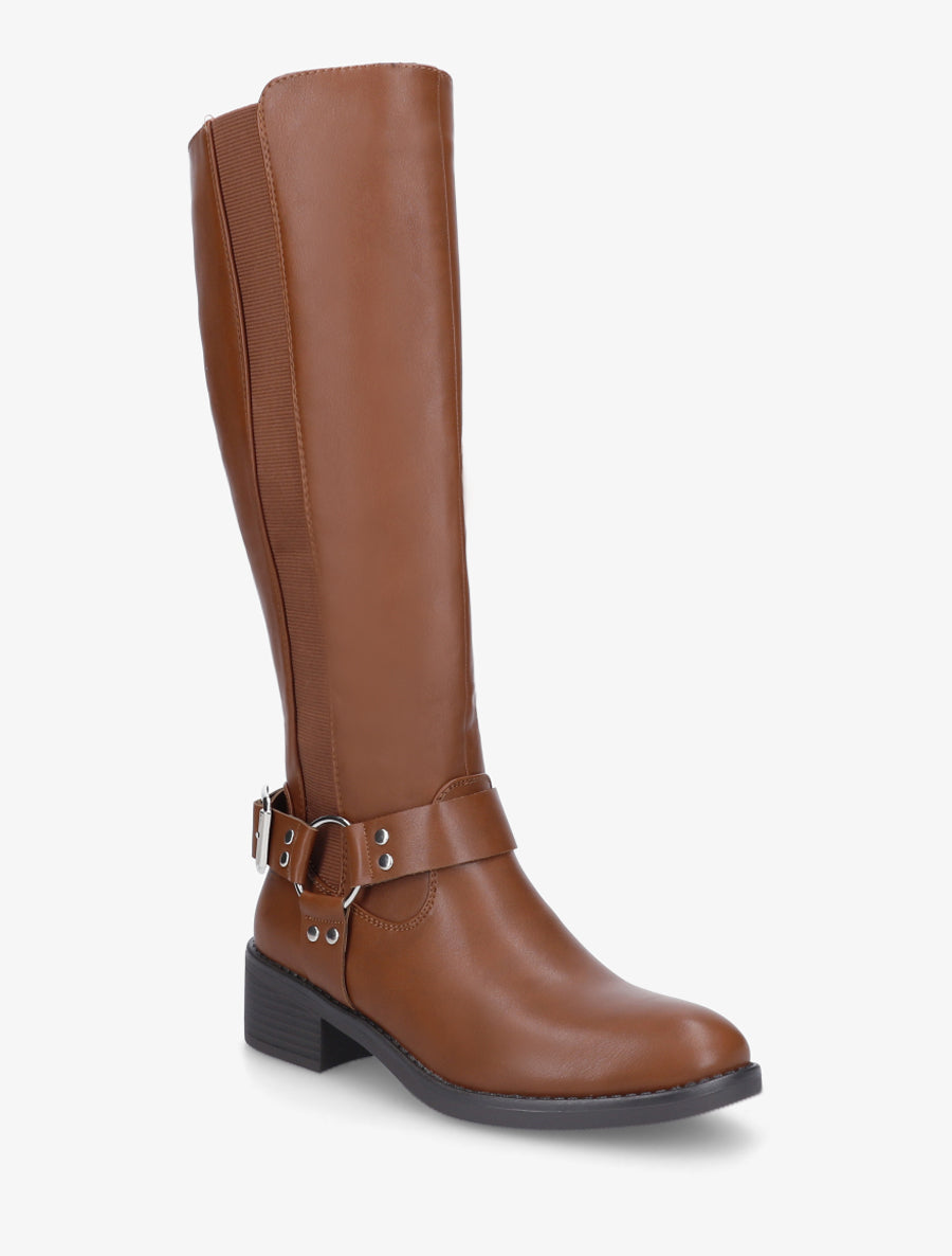 Reitstiefel mit Schnalle - Kamel