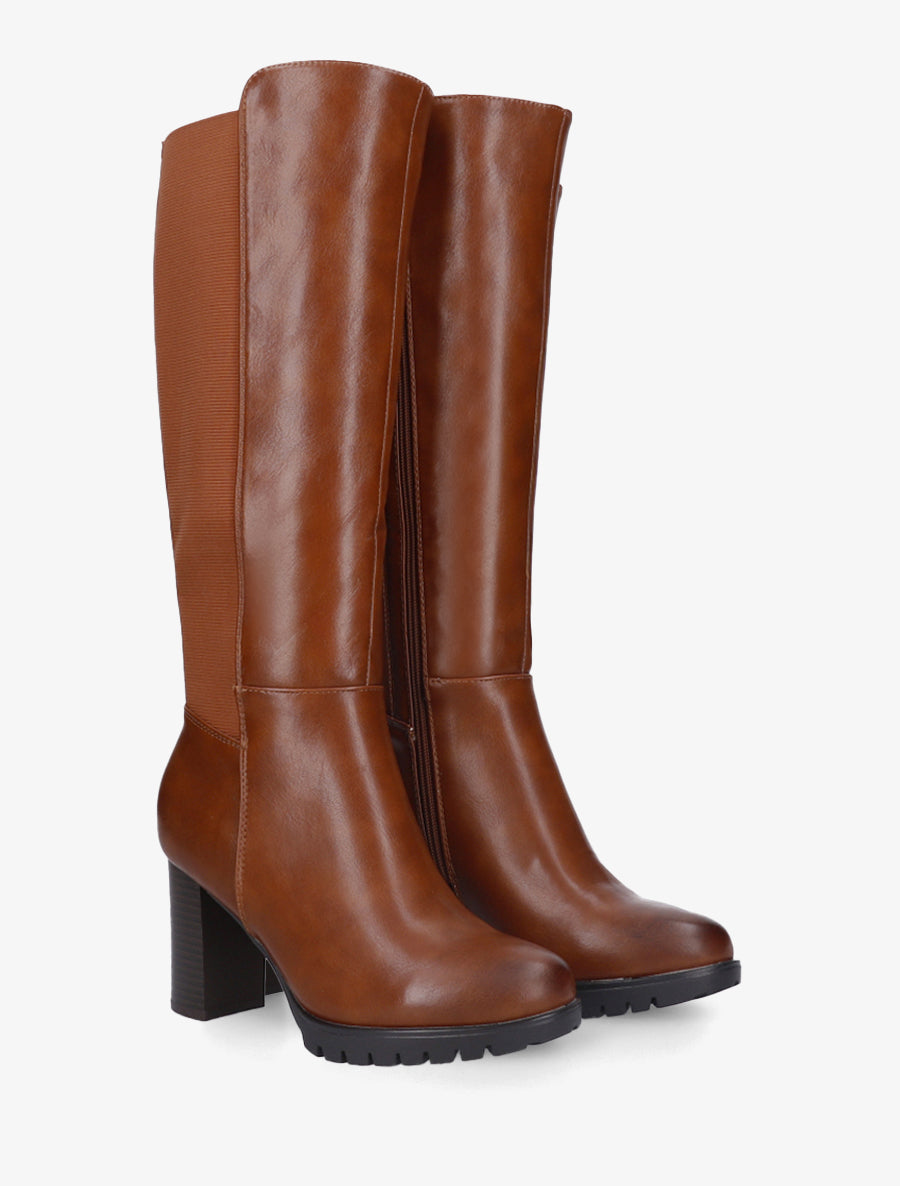 Bottes élastiquéees à semelle crantée - Camel - 4