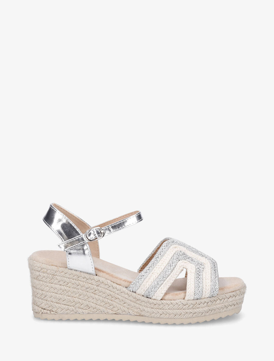 Sandales compensées à bride stylisée - Argent - 1