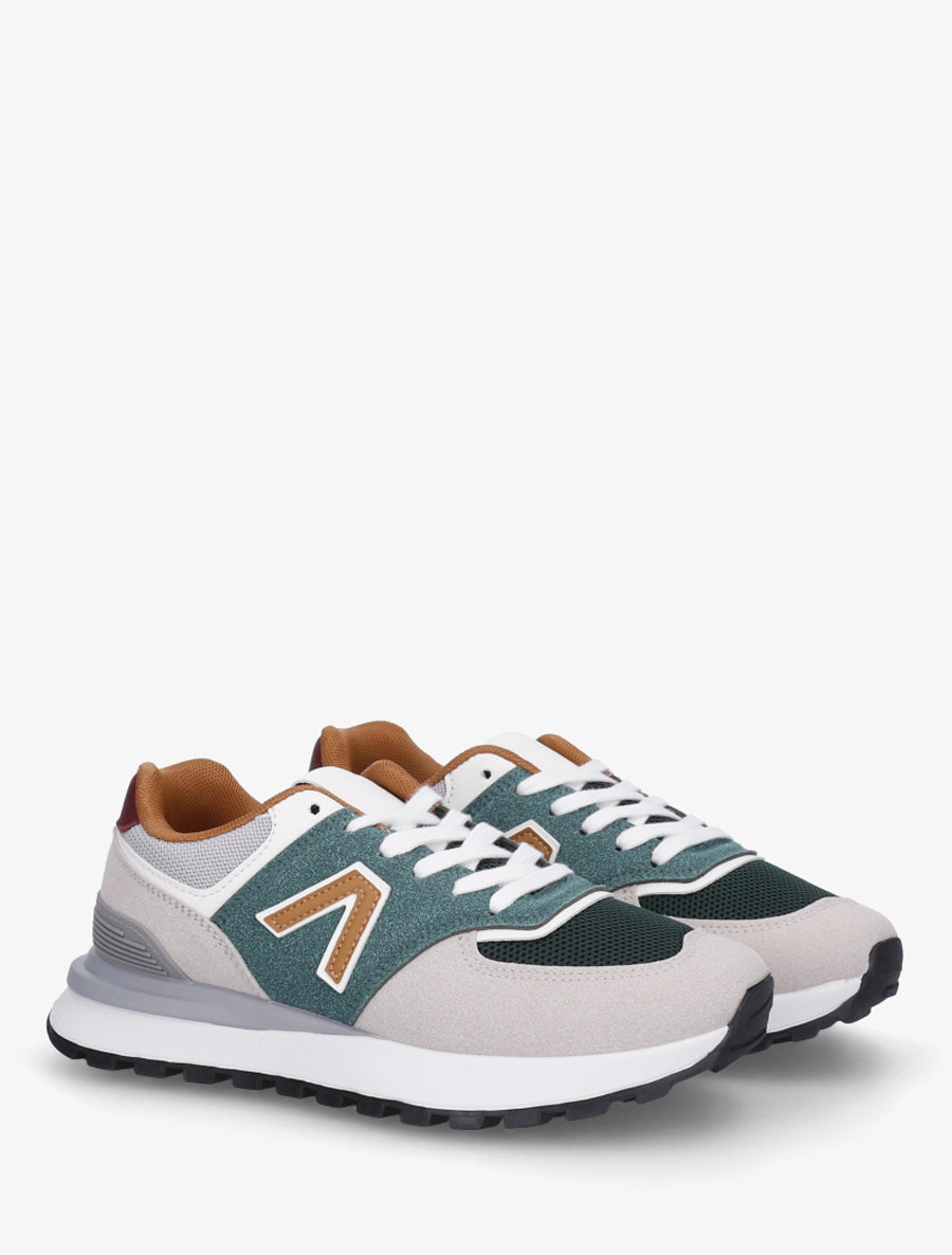 Baskets en suédine et tissu - Vert foncé - 4