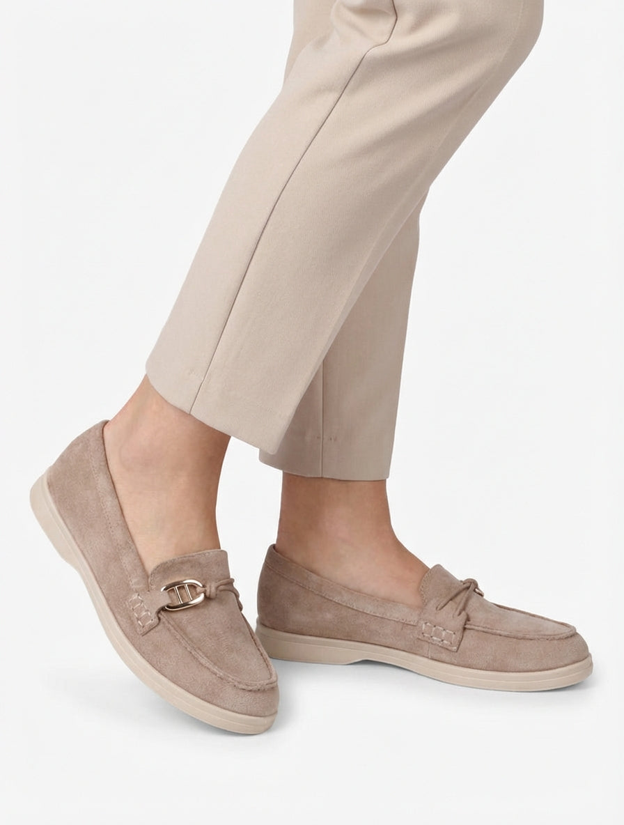 Mokassins aus Wildlederimitat mit dekorativer Schnalle - Maulwurf