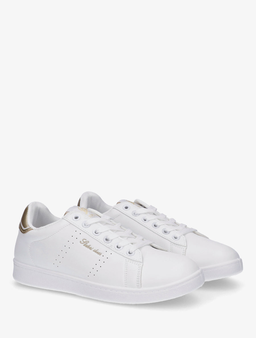 Baskets en simili à inscription brodée - Or - 4