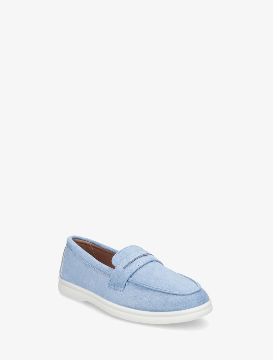 Mocassins unis en suédine - Bleu ciel - 2