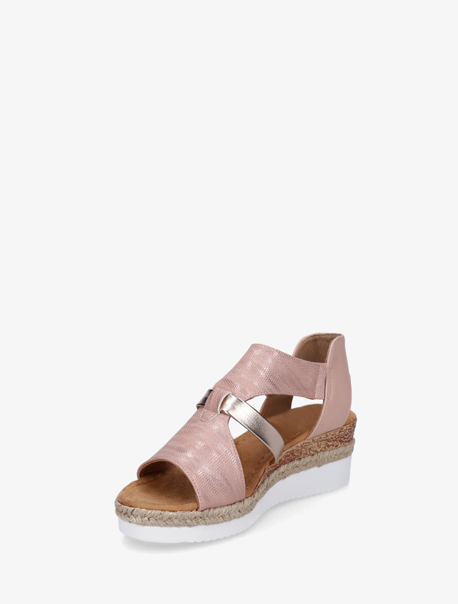 Sandales compensées à bride texturée - Rose - 3
