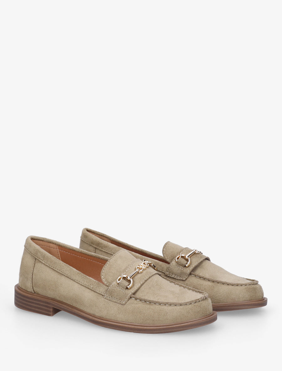 Mocassins en suédine à boucle métallique - Kaki - 4