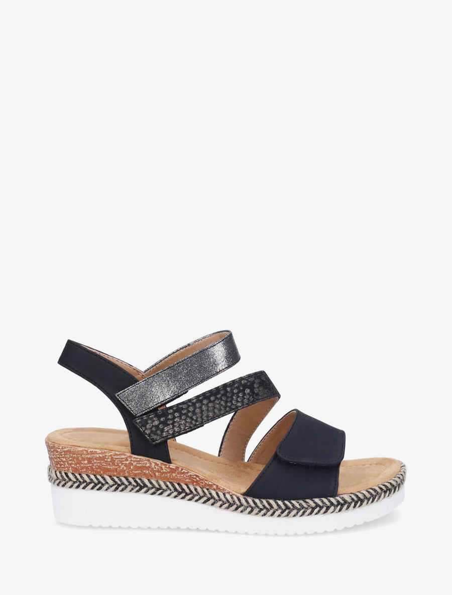 Sandales compensées à scratch - Noir - 1