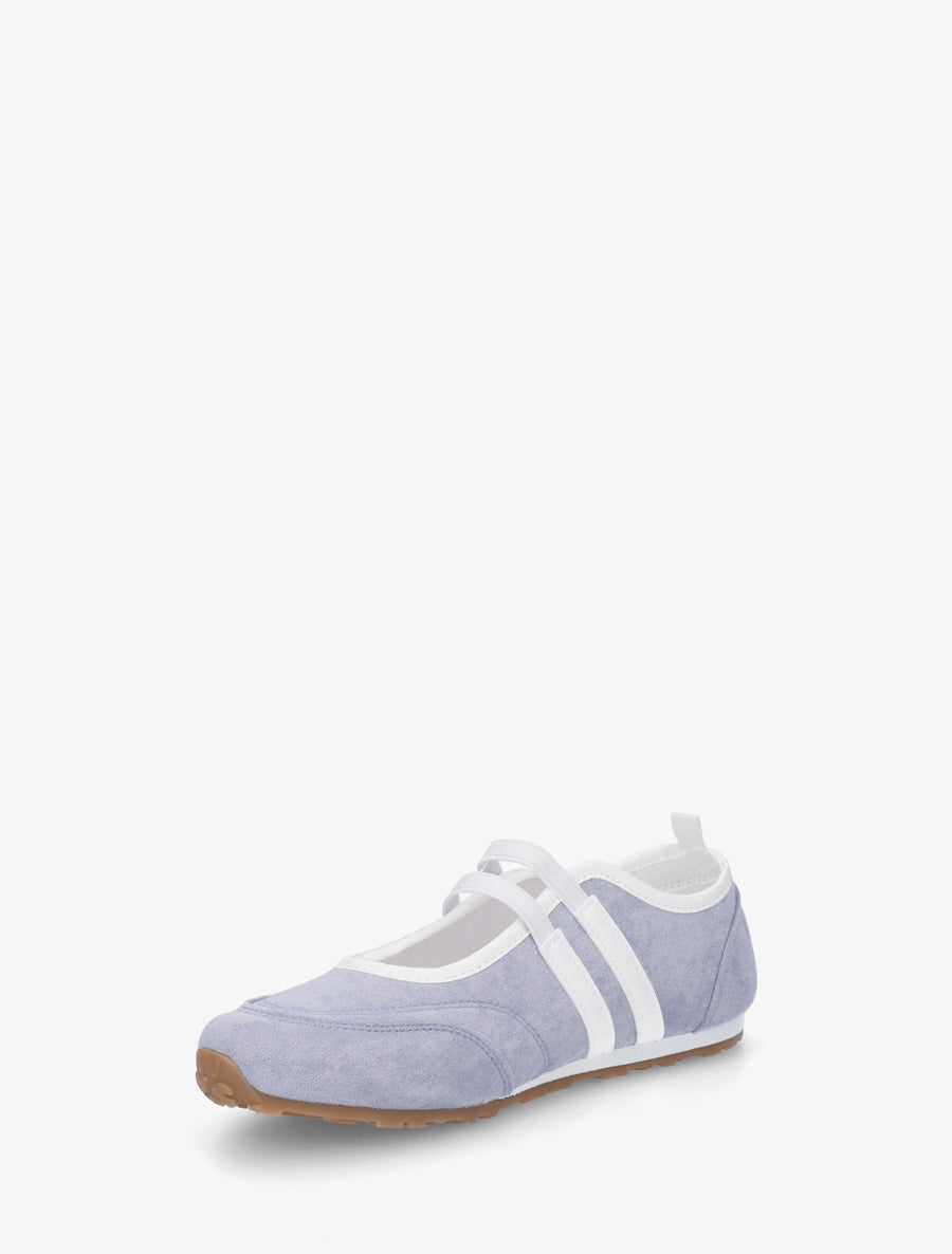 Ballerines en suédine à bandes - Bleu ciel - 3