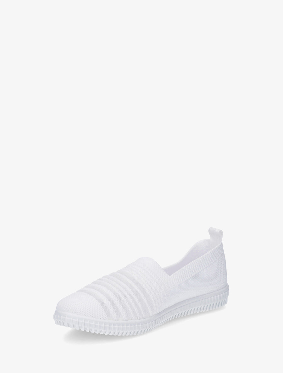 Slip-on en maille ajourée rayée - Blanc - 3