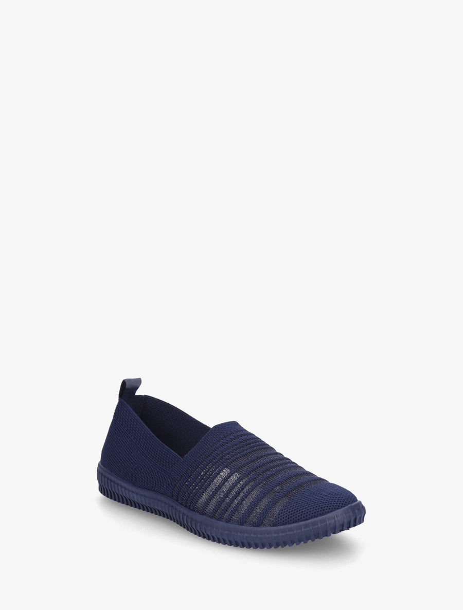 Slip-on en maille ajourée rayée - Marine - 2