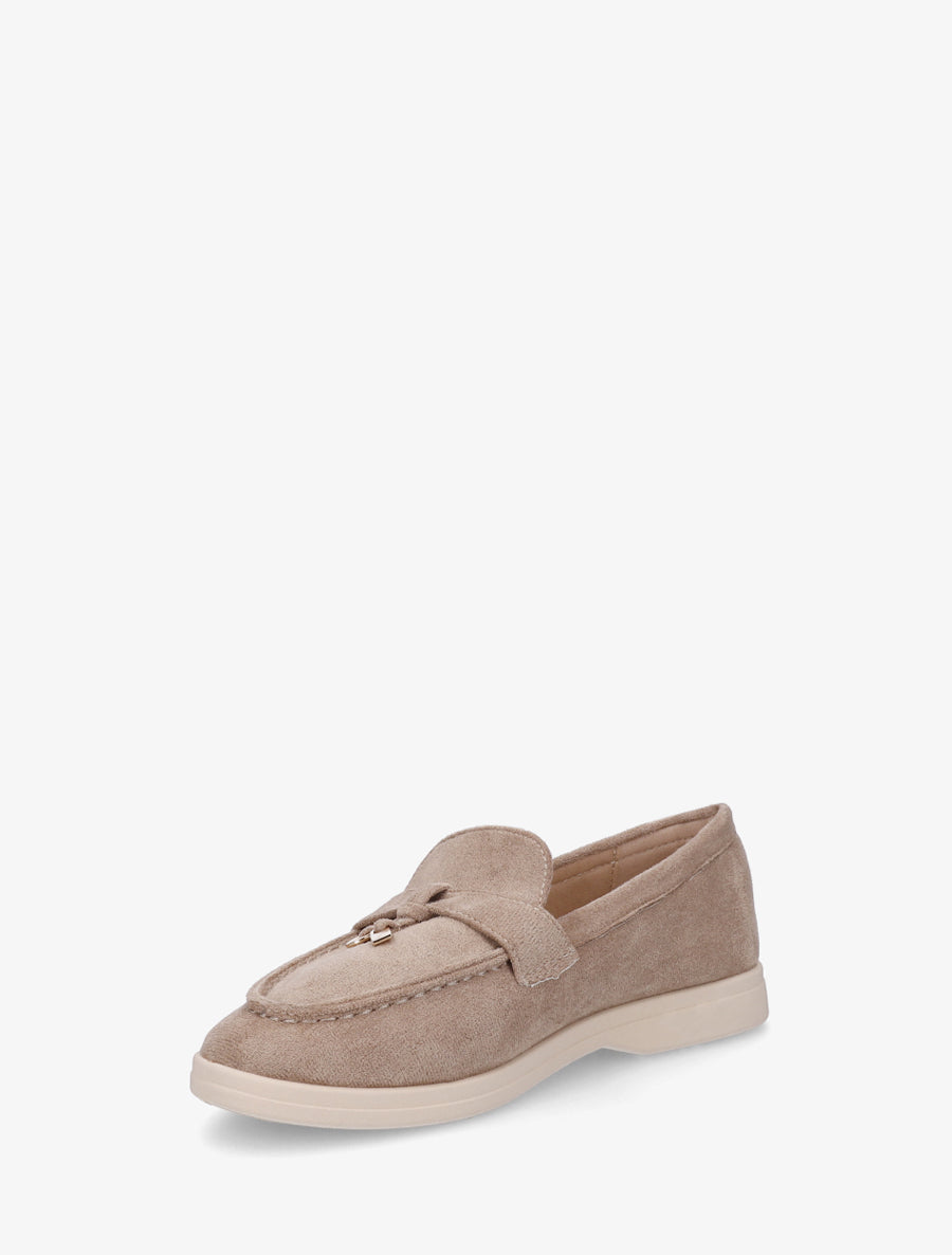 Mocassins en suédine à boucle décorative - Taupe - 3