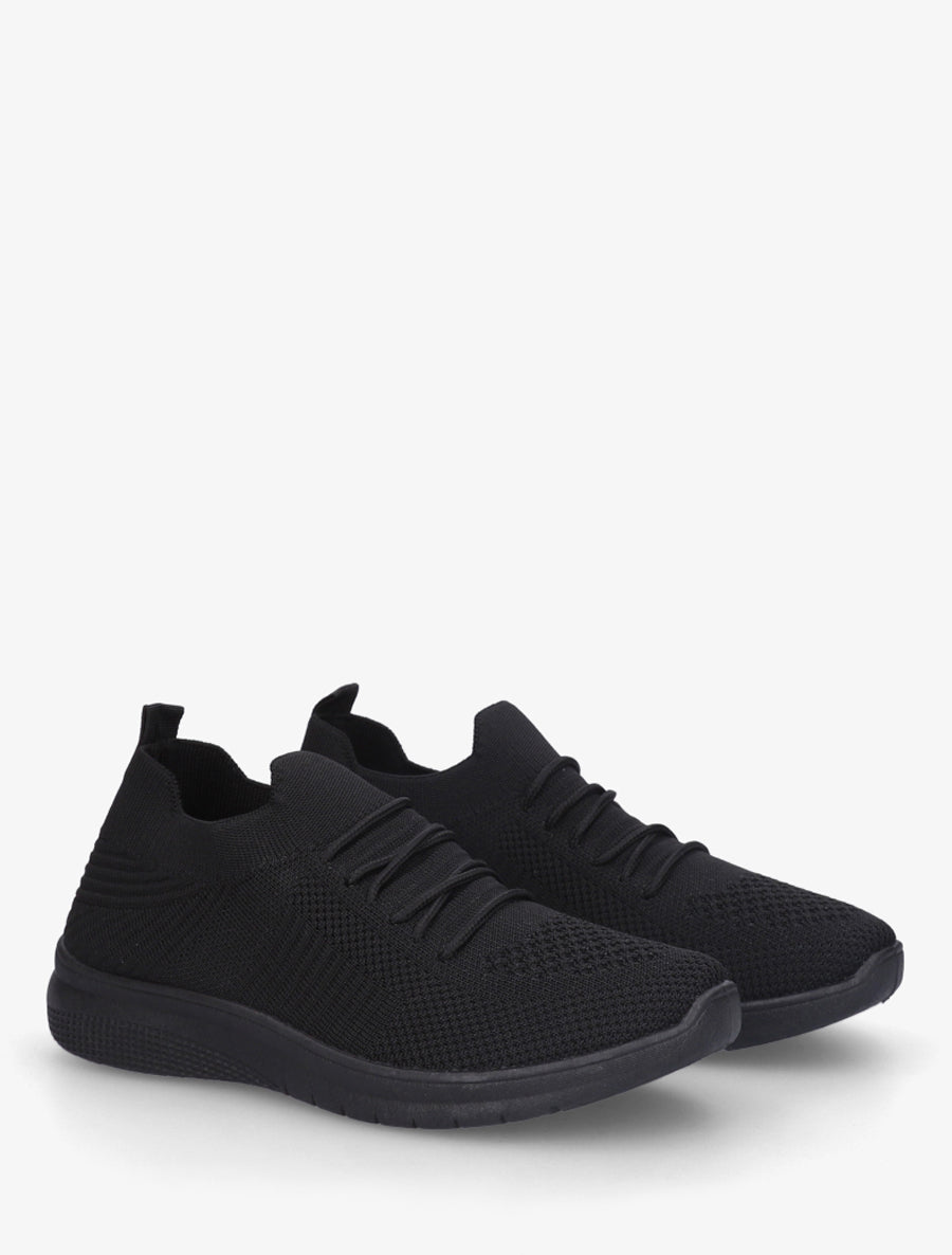 Baskets unies en maille - Noir - 4