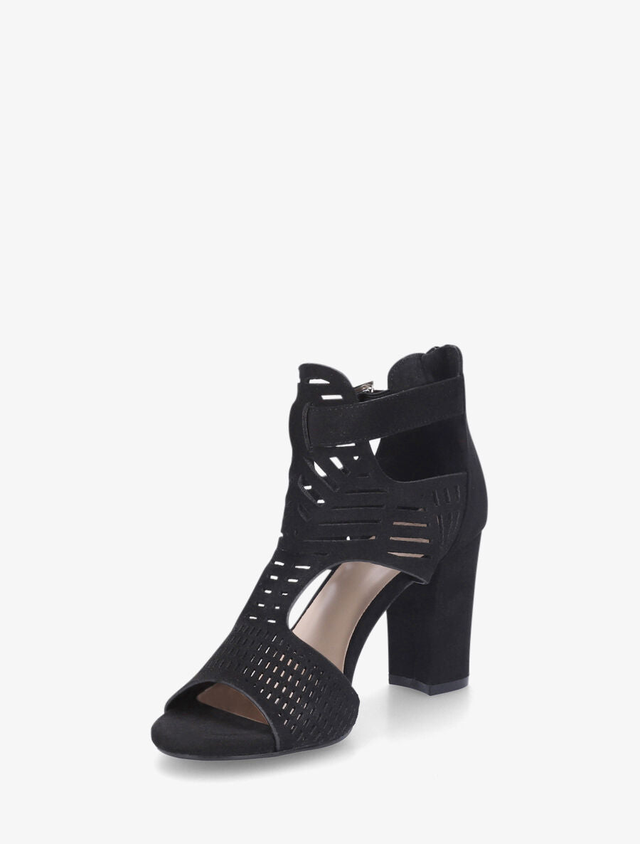 Sandales en suédine à talon - Noir - 3