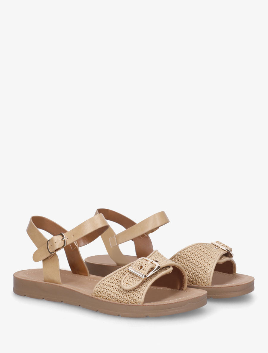 Nu-pieds à bride effet effet raphia - Beige foncé - 4