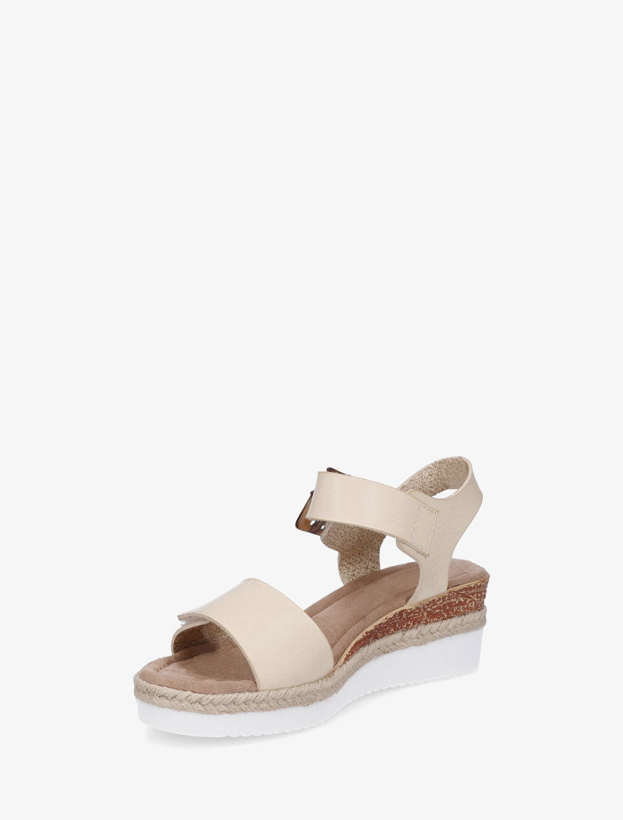 Sandales à scratch en simili - Beige - 3